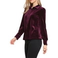 thumbnail image 4 of Blusa de Terciopelo Vintage para Mujeres Otoño Invierno con Cuello de Manga Larga y Botón Frontal Talla L Rojo Oscuro, 4 of 6