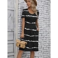 thumbnail image 3 of Mengpipi Dresses for Women Summer Casual Crew Neck Loose Flowy with Pockets, Stripes-M(US 8-10), 3 of 6