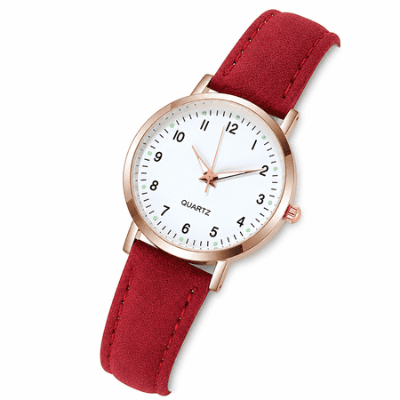 AURENIX 2026 New Women Easy Read Everyday Watch with Numbers Creative Luminous Retro Female Watch Pu Leather Analog Quartz Wrist Watch