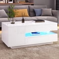 thumbnail image 2 of Noble House 37.4" Height-Adjustable Coffee Table with LED Light,White, 2 of 10