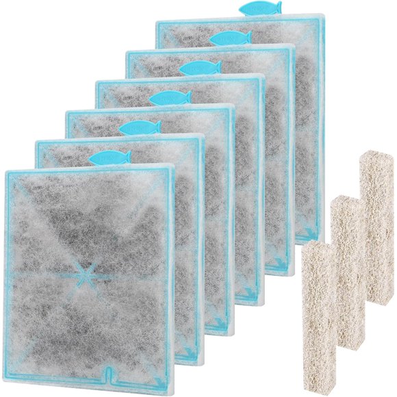 shiyou-6 Pack Large aquarium filter cartridge with Filter Pads, Compatible with Aqueon QuietFlow Filter LED PRO Size 20/30/50/75, E Internal Size 40, Canister Filter Size 200/300/400 & Zilla Large Fi