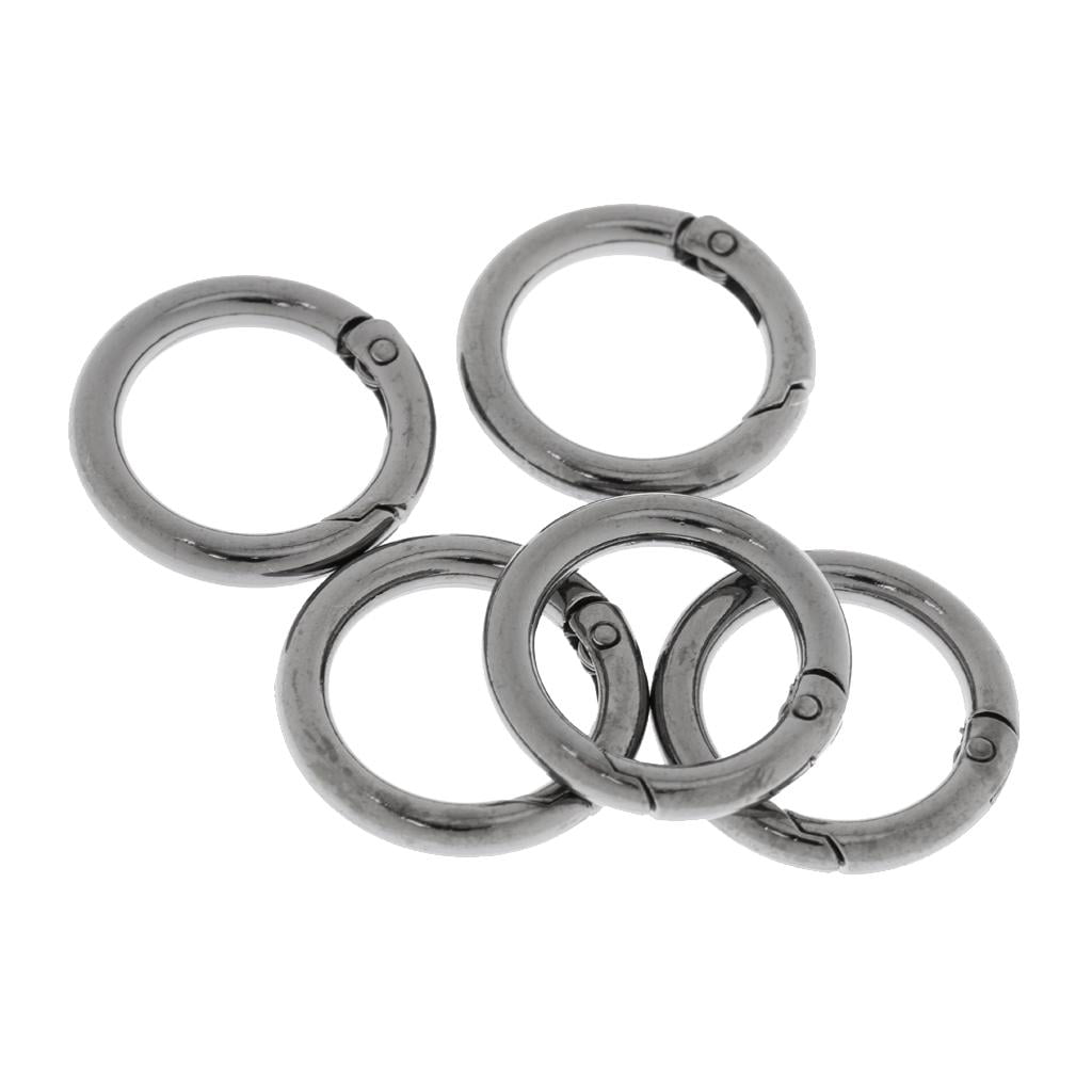 5pcs Metal Round Carabiner Snap Clip Hooks Key Ring Backpack 15mm Silver 