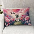 thumbnail image 2 of Hello Valentine’s Day Newfoundland Flower Crown Romantic Pink Floral Quilt Pillowcase Newfie Dog Lover Gifts Throw Pillow Cover Bed Home Decor - 00031, 2 of 5