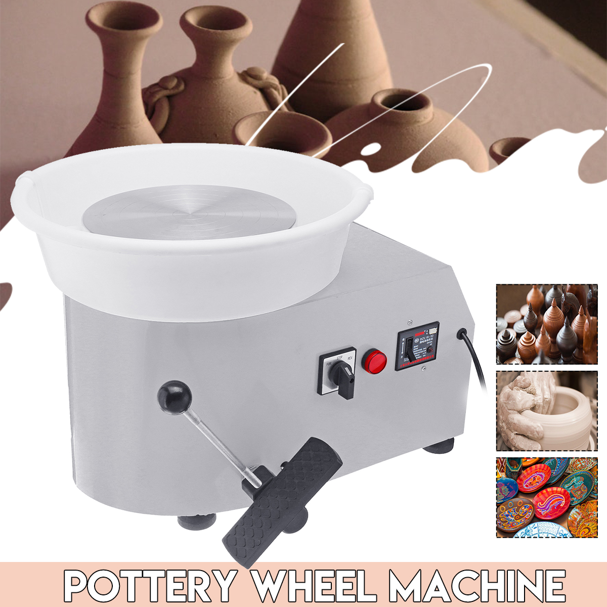 350W 110V US Plug Pottery Wheel Detachable w/Foot Pedal Machine