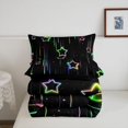 thumbnail image 5 of Manfei Glowing Galaxy Stars Queen Comforter Set,Sprinkle Print Comforter Sets Queen,Black,Black Reversible,3 Pieces,1 Comforter and 2 Pillowcases, 5 of 7