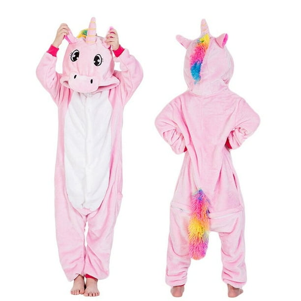Pijamas Kigurumi de invierno para niños y niñas, ropa de dormir con dibujos de unicornios y animales de Anime, mono cálido de franela