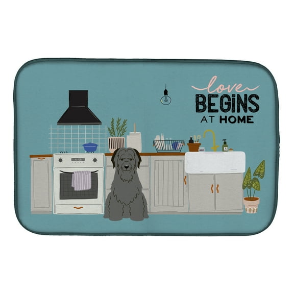 Carolines Treasures CK7785DDM Black Briard Kitchen Scene Dish Drying Mat 14 x 21" multicolor