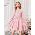 thumbnail image 6 of Arshiner Girls Dress Fall Boho Long Sleeve Shirred Smocked Tiered Party Dresses with Pockets, 6 of 6