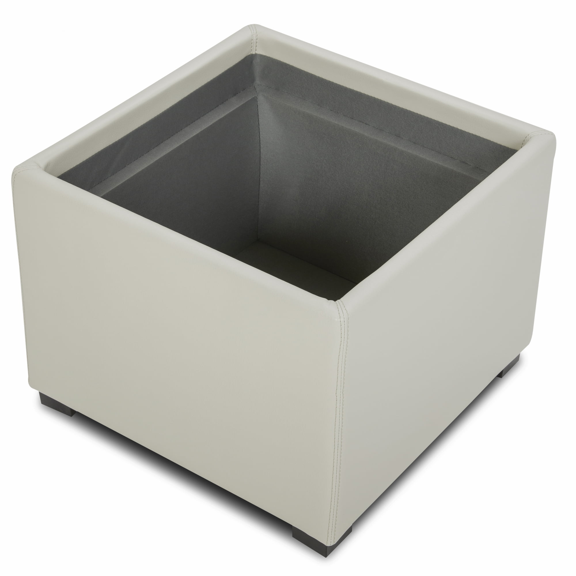 CHITA Faux Leather Storage Stool Ottoman, Foot Rest Stool Seat, Light Grey