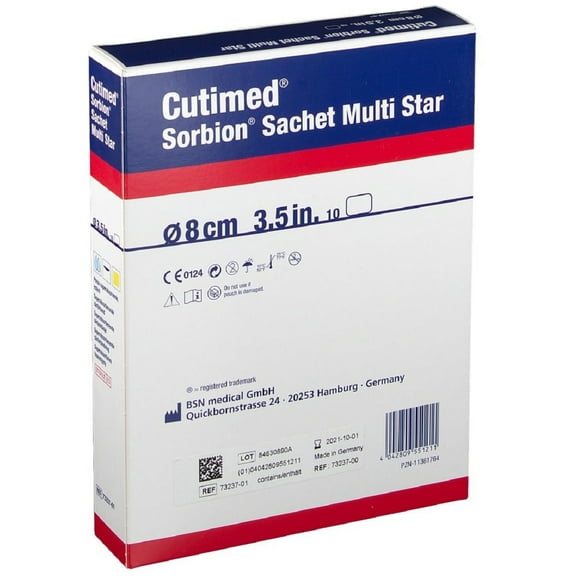 BSN Medical Cutimed Sorbion Sachet Multi Star Dressing, 8 cm (3 in), Box of 10