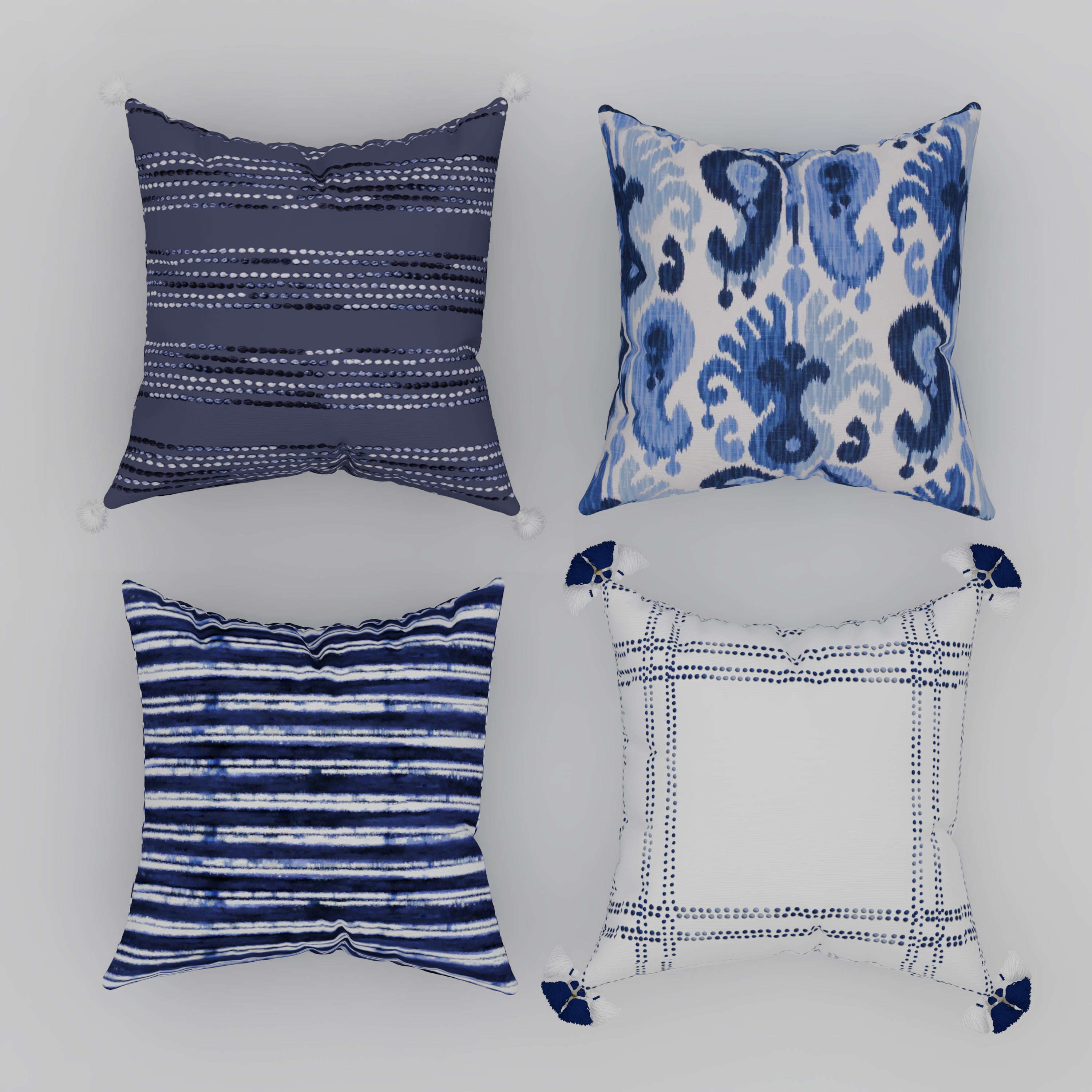 Set Of 2 Pcs Mandala Fringe Cushion Cover 16x16 Home Decor Square Pillow Cases 