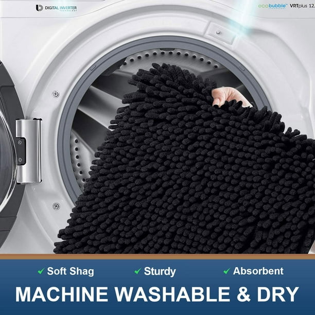 Smiry Luxury Chenille Bathroom Rugs, Extra Soft and Absorbent Bath Mat, Black, 16"x24" Smiry Luxury Chenille Bathroom Rugs, Extra Soft and Absorbent Bath Mat, Black, 16"x24" - Image 7