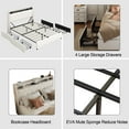thumbnail image 3 of Generic Queen Bed Frame with Ergonomic Headboard, Platform Bed Frame Queen Size with Outlets & Charger, Metal Bed Frame Queen Size with Storage Shelf, Noise-Free, No Box Spring Needed, 3 of 7
