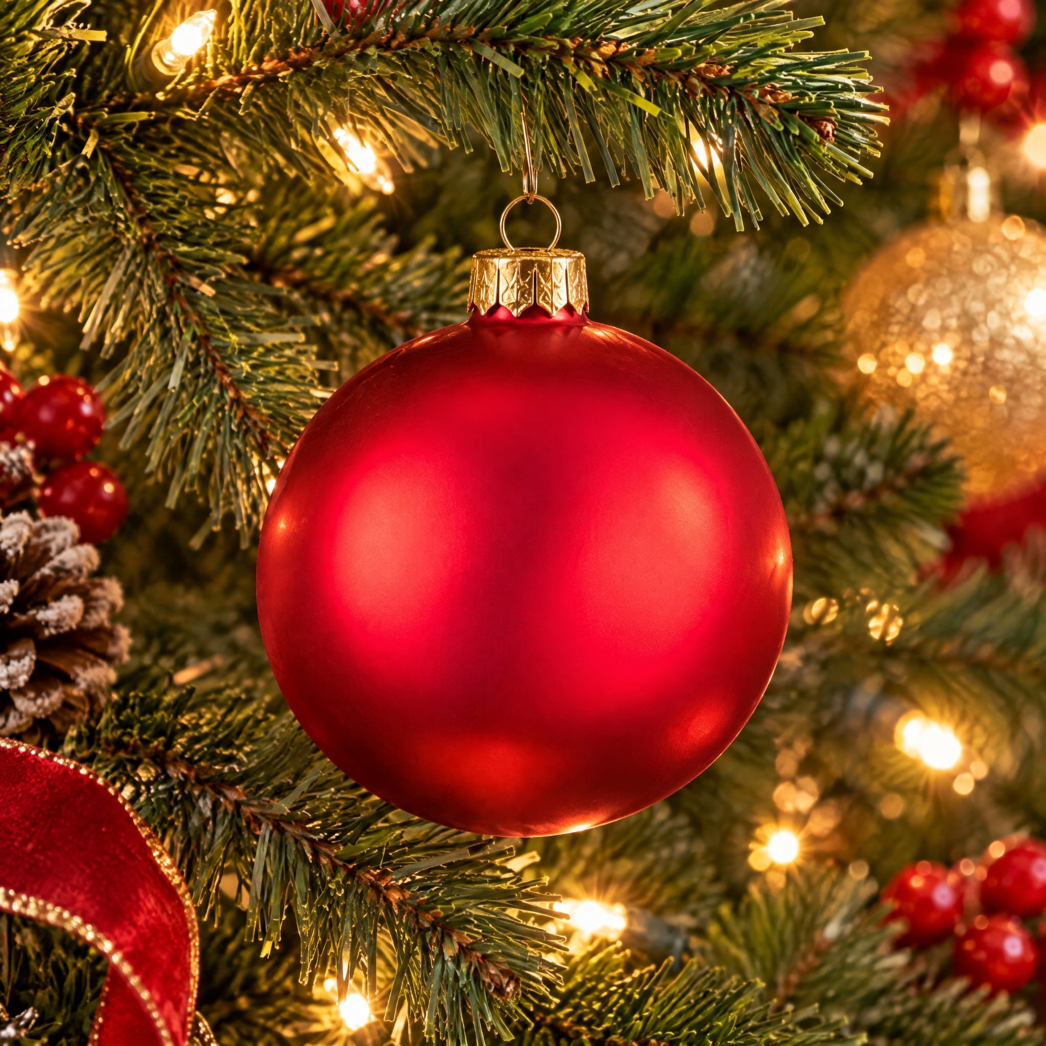 4-Count Matte Red Ball Shatterproof Christmas Ornaments, 6.5", by Holiday Time