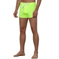 thumbnail image 4 of INSPIRE CHIC Men's Solid Color Drawstring Waist Summer Beach Pool Swim Trunks 32 Green, 4 of 6