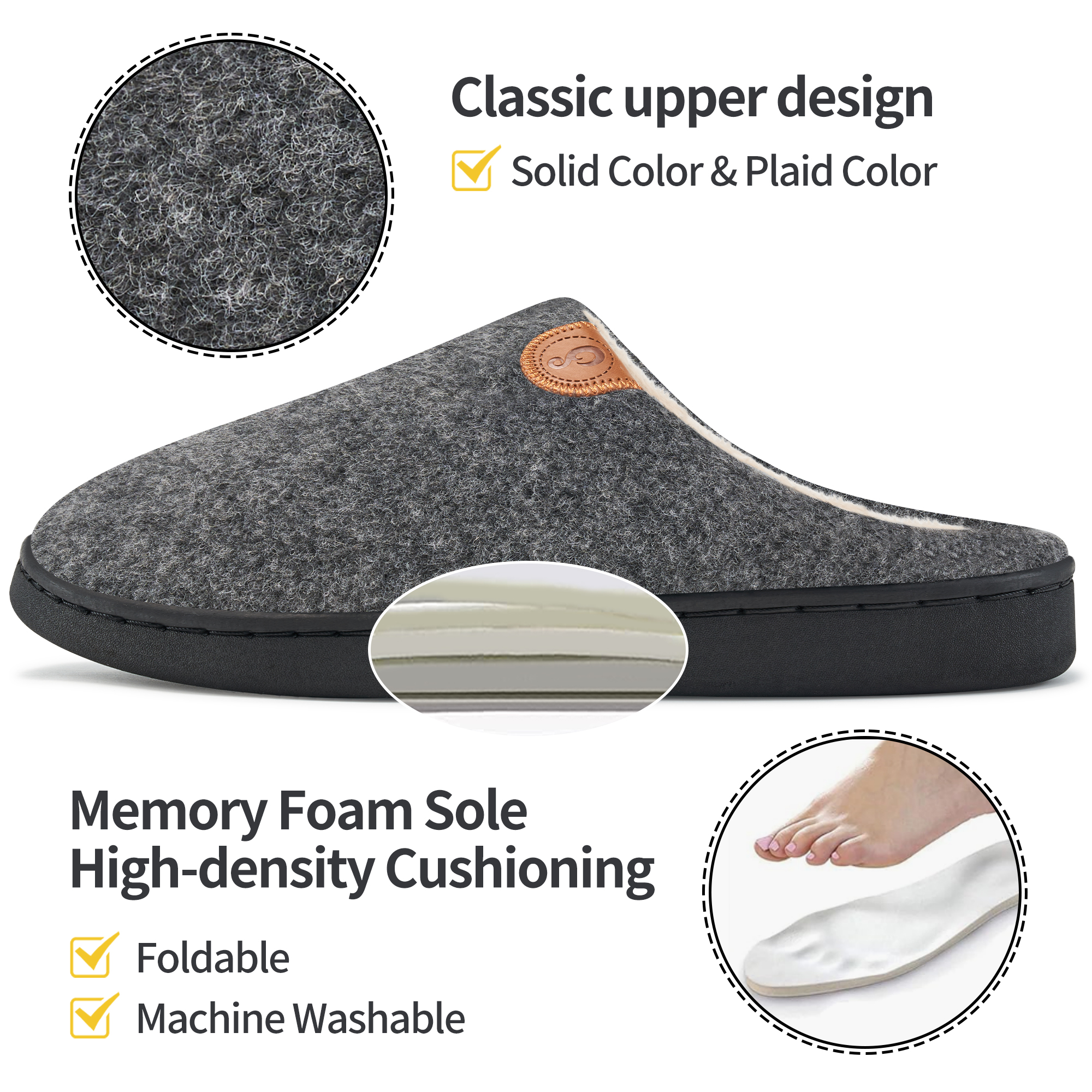 Ecetana Men's Memory Foam Fuzzy House Slippers photo 4