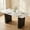 Black + Tempered Glass, variant on 2. Marble-Patterned Rectangular Tempered Glass Dining Table, Modern Design with Gold Dual-Pedestal Metal Base for Home,Gold