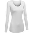 thumbnail image 4 of Emmalise Women's Plain Basic Scoop Neck Long Sleeve TShirt Tee - White, 3XL, 4 of 5