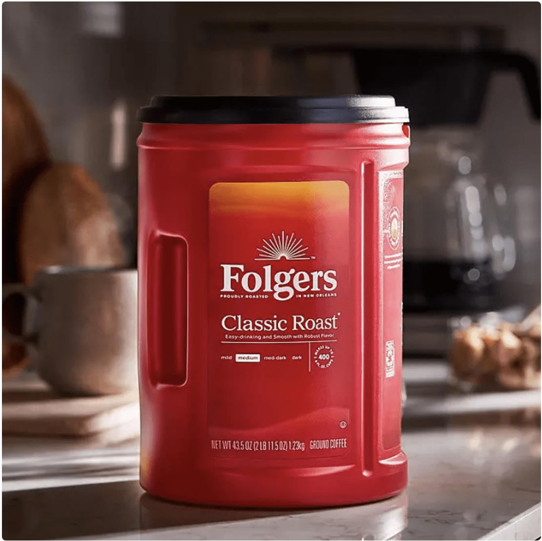 Folgers Classic Medium Roast Ground Coffee, 43.5 oz.