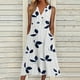 thumbnail image 1 of WILLBEST Vestidos de Verano para Mujer, Vestido Largo Informal con Estampado de Hojas, Botones, Cuello En V, sin Mangas y Bolsillos para Mujer, Vestido de Fiesta Chica, 1 of 3