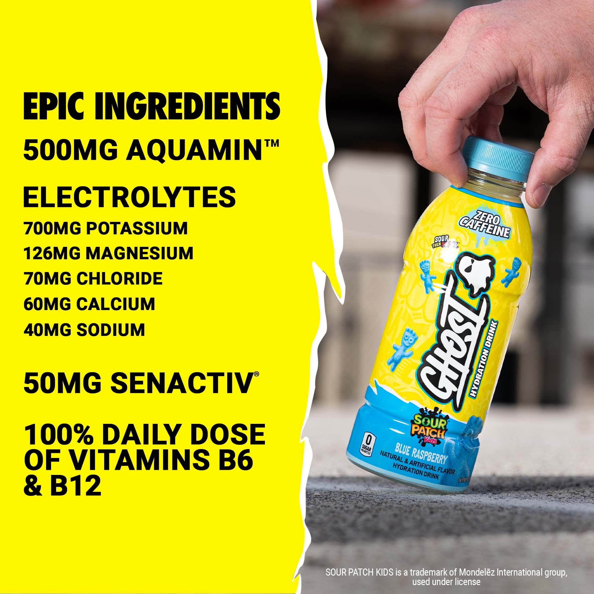 Ghost Hydration SOUR PATCH KIDS?? Blue Raspberry Sports Drink, 16.9 fl oz