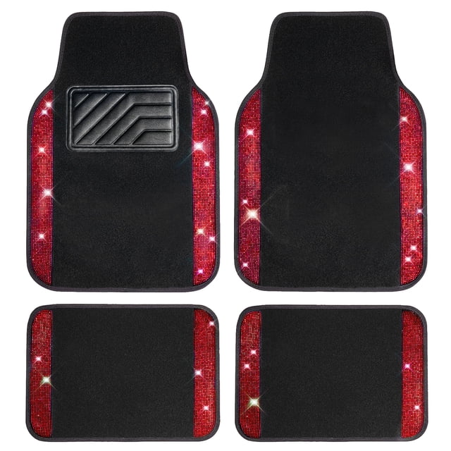 Alfombrillas para coche CAR PASS Bling Diamond, PVC, impermeables, 4 unidades