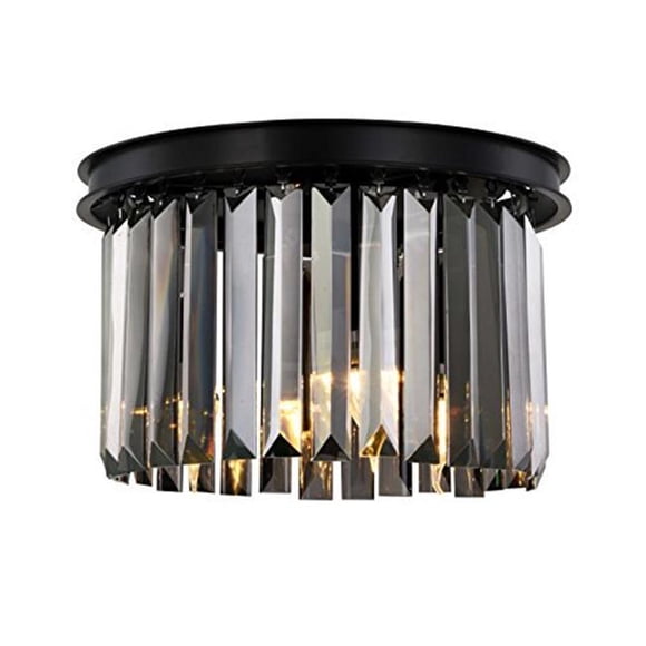 Urban Classic 1238F16MB-SS-RC Sydney 3 Light Flush Mount Royal Cut Crystals - Matte Black