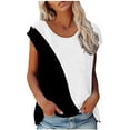 thumbnail image 1 of EQWLJWE Hauts d'Été pour Femmes Hauts pour Femmes Liquidation Mode Femmes Mode Manches Courtes Col Rond T-shirt Imprimé Blouse Hauts Amples, 1 of 6