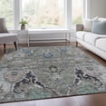 thumbnail image 5 of HomeRoots 626301 10 x 14 ft. Pewter Blue & Gray Floral Washable Transitional Indoor & Outdoor Rectangle Area Rug, 5 of 6