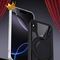 thumbnail image 6 of for iPhone XS Max Phone Case with Ring Stand,360° Rotatable Magnetic Kickstand,Minimalist Aluminum Metal Frameless Heat Dissipation Shockproof Protective Bumper Cover,Black, 6 of 10
