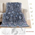 thumbnail image 5 of Navy Blue Floral Boho Blanket Soft Cozy Warm Throw Blanket for Couch, Plush Fuzzy Flannel Fleece Blankets for Sofa, Ethnic Tribe Abstract Art Flower Bed Blankets Lightweight Gifts for Women, 40"x50", 5 of 9