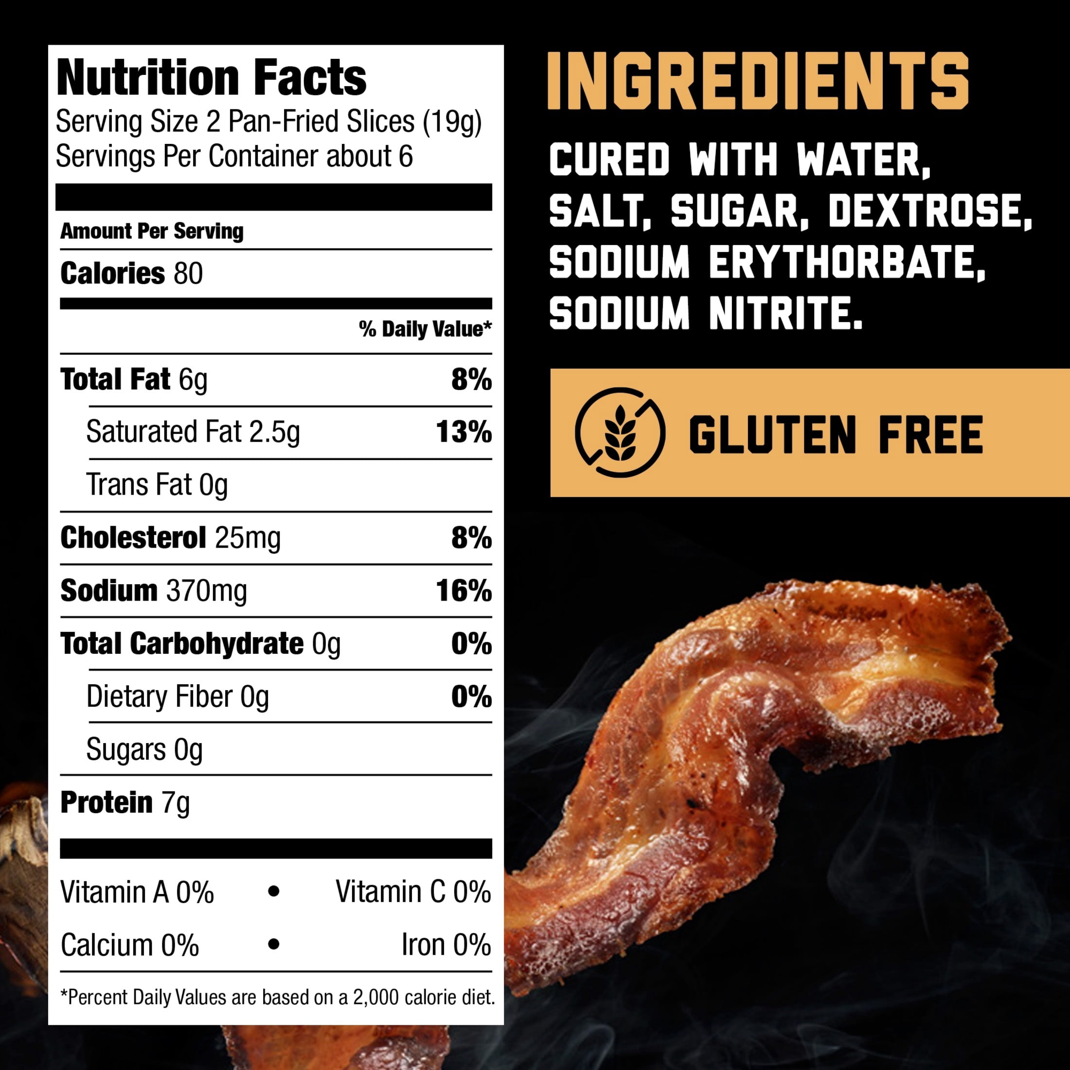 HORMEL BLACK LABEL Bacon, Center Cut, Gluten Free, Refrigerated, 12 oz Plastic Package