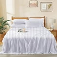 thumbnail image 3 of Luxury 4-Piece 1000 Thread Count 100% Egyptian Cotton Bed Sheets Luxury Hotel Sheets 24" Deep Pocket - California King Size - White Stripe, 3 of 8