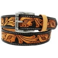 thumbnail image 2 of 27-28  Men's 1.5" wide Western Tooled Floral Genuine Leather Belt 26RT07, 2 of 2