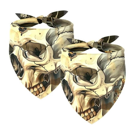 PhooArto Mushroom Sunflower Skull Butterfly Dog Bandanas 2 Pack Soft Washable Pet Scarf Triangle for Large Dogs Puppies and Cats