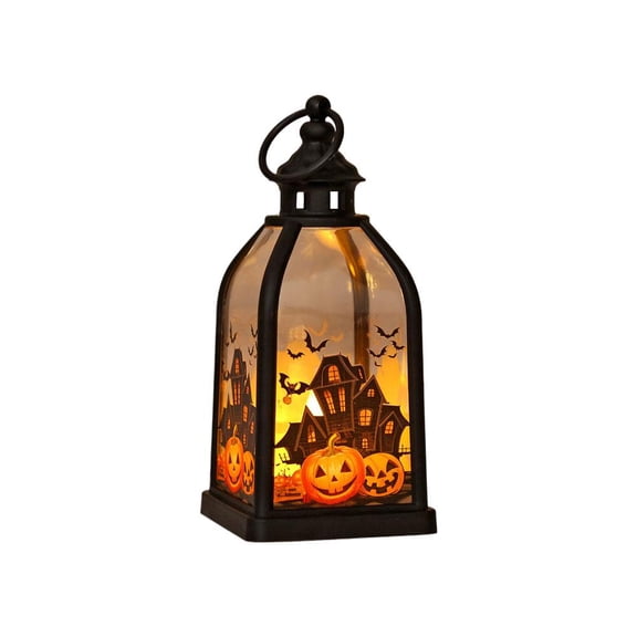 Halloween Pumpkin Lantern, LED Lighted Portable Halloween Decoration Lamp, Black Pumpkin Night Light for Party Table Decor, Window Display, Porch, Costume Prop & Home Decoration