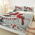 thumbnail image 3 of Feelyou Red Winter Robin Twin Sheet Sets, Kawaii Christmas Bird Twin Fitted Sheet, Teens Kids Boys Girls Flat Sheet, Luxury Bedroom Decor, 3-Piece, 3 of 7