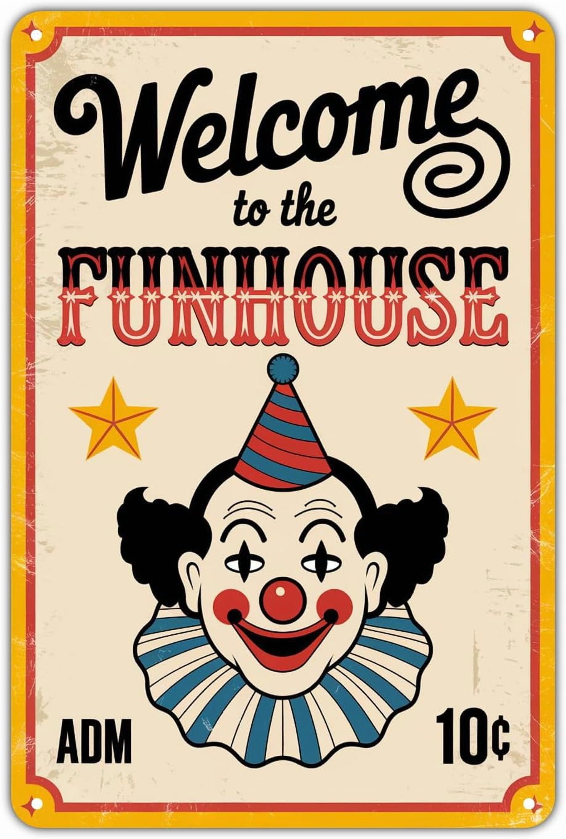 Funhouse Clown Welcome to the tin sign Vintage Circus Theme Metal Sign ...