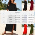 thumbnail image 4 of THDHVS Long Dresses for Women,Solid Color One Shoulder Dress with Cross Waist Elastic Hem Split Hem Pocket Design Casual Beach Summer Outfit,Summer Dress Blue 2XL, 4 of 10