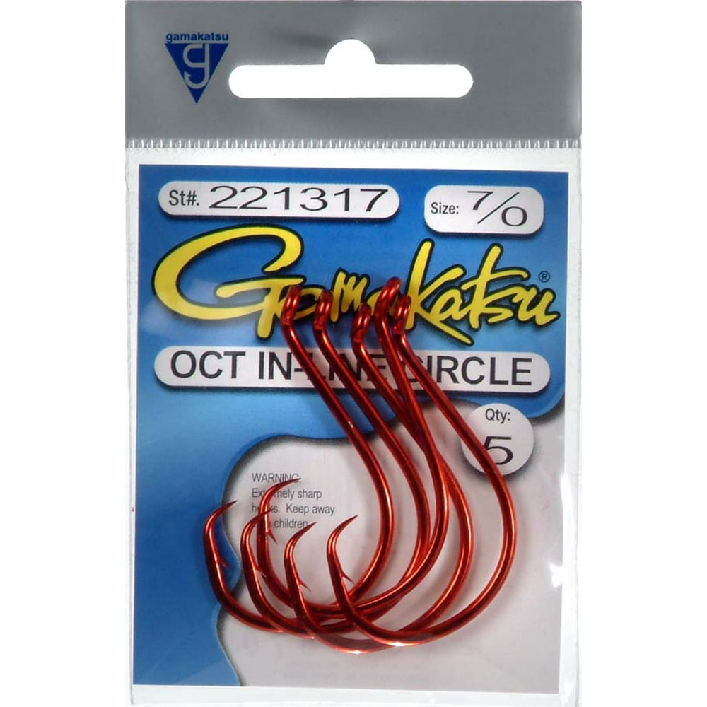 Gamakatsu 221317 Octopus Circle Red Size 7/0 5 PK Fishing Hook