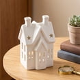 thumbnail image 6 of White Ceramic Christmas Village House Tea Light Holder, Decorative Seasonal Accent, Versatile Display, for Christmas Tree, Mantel, Shelf, Doorway, Living Room and Holiday Party Decor, 6 of 7