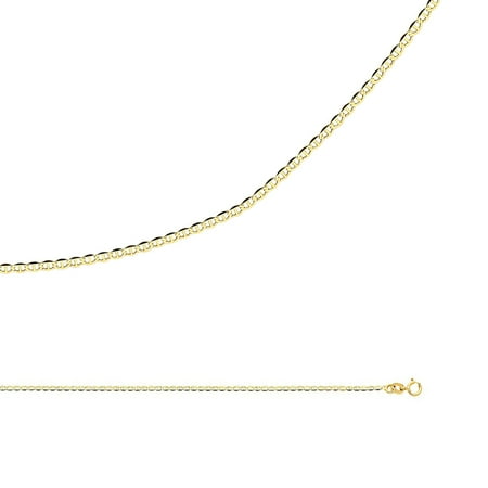 - Mariner Chain Solid 14k Yellow Gold Necklace Anchor Flat Link Thin Dainty Genuine, 1.4 mm - 16,18,20,22,24 inch