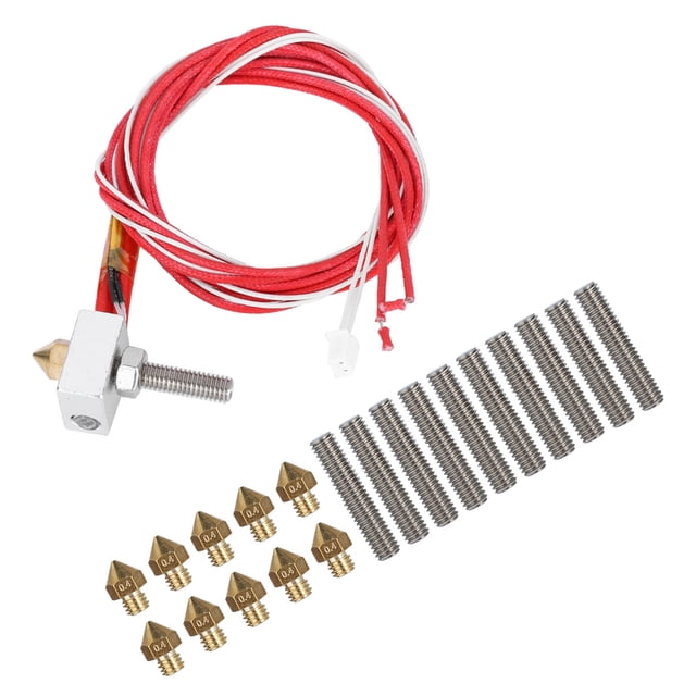Extrusora de impresora 3D Bling Bling con bloque calefactor de aluminio 10 tubos de 30 mm y 10 boquillas de 0,4 mm