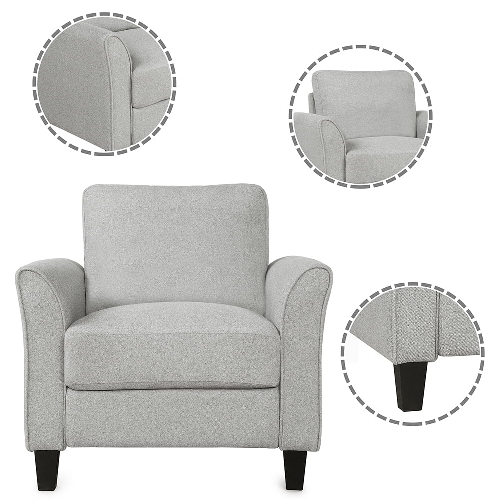 Lowestbes Single Couch, Armrest Sofa Single Chair Sofa, Living Room Furniture Fabric Couch for Adult, Light Gray Lowestbes Single Couch, Armrest Sofa Single Chair Sofa, Living Room Furniture Fabric Couch for Adult, Light Gray