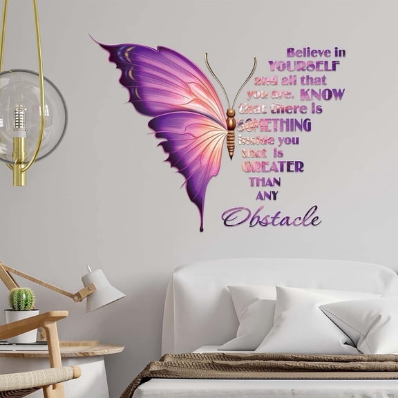 Large Inspirational Butterfly Wall Decals Stickers, Peel and Stick Vinyl Wall Art Decals Decor