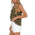 thumbnail image 4 of Mifsaly Womens Ruffle V Neck Tank Tops Plaid Sleeveless Blouse Elegant Flounce Trim Summer Shirts Lightweight Fashion Casual Loose Fit Tunic Top Army Green,XXL, 4 of 5