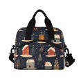 thumbnail image 2 of Lunch Bag Portable Crossbody Meal Bag Cooler Bag Insulated Lunch Bag Food Bag Handheld & Crossbody Design Colorful Christmas Trees and Houses, 2 of 6