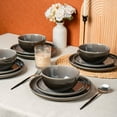thumbnail image 4 of ALOFMO 12pcs Purple-gray Reaction Glaze Ceramic Tableware Set For 4, For Soup Salad Dessert, Pasta, Lamian Noodles - Suitable For Dishwasher And Microwave Oven, Suitable ForGifts, Parties, Weddings,, 4 of 9