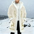 thumbnail image 2 of Men's Christmas Winter Front Print Real 毛边 Cardigan Slim Casual Open Front Mantle Sweater With No Zippers Or Buttons Beige S, 2 of 4