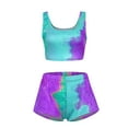 thumbnail image 2 of USSUMA High Waisted Shorts Women Gradient Prints Hotpants Pull-on Sexy Camisole Tops High Waist Gym Shorts Sports Comfortable Shorts Suit Relaxed Fit Shorts for Women for Beach Purple Xxl, 2 of 5